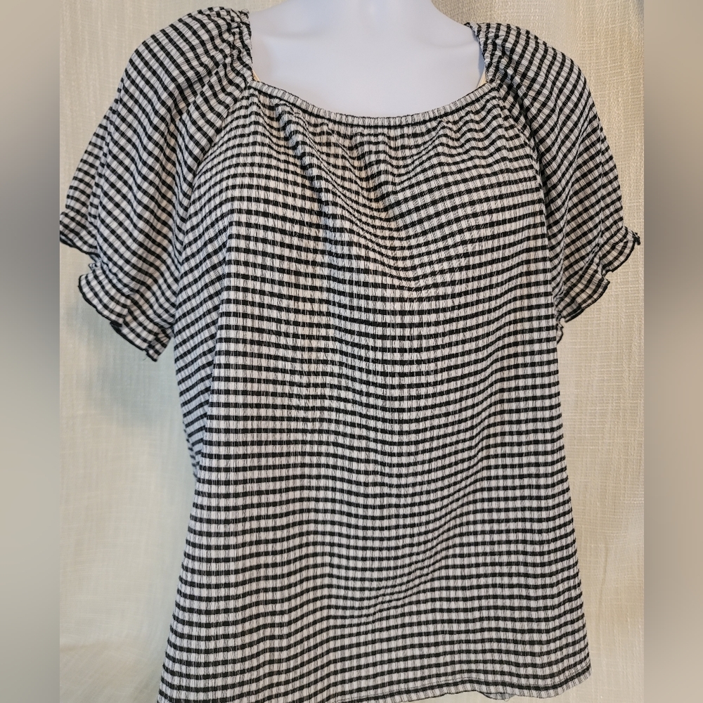 Cato's Black and white plus size blouse